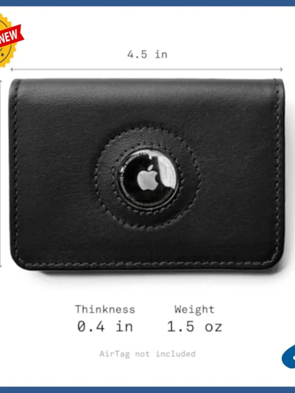 Slim Leather Wallet with Apple AirTag Slot, Bifold Design, Holds Cards & Cash